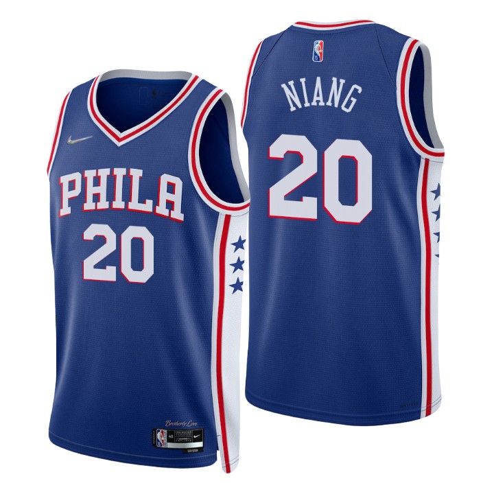 Nike 76ers #20 Georges Niang Royal Men's 2021-22 NBA 75th Anniversary ...