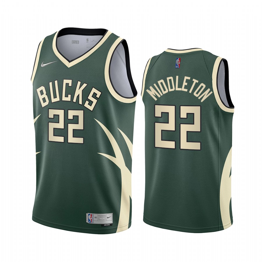 Milwaukee Bucks #22 Khris Middleton Green NBA Swingman 2020-21 Earned ...