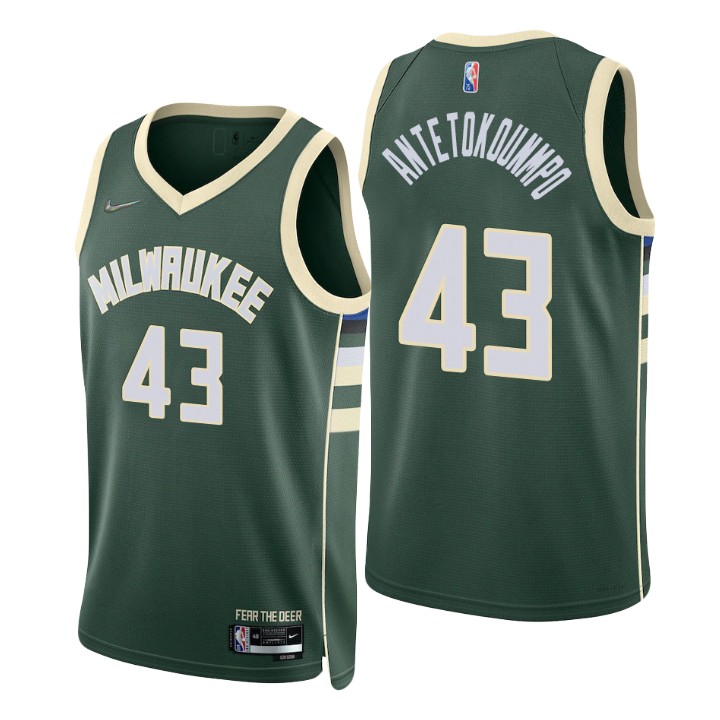 Nike Bucks #43 Thanasis Antetokounmpo Green Men's 2021-22 NBA 75th ...