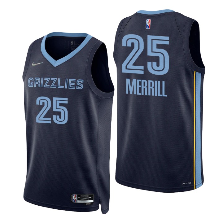 Nike Grizzlies #25 Sam Merrill Navy Men's 2021-22 NBA 75th Anniversary ...