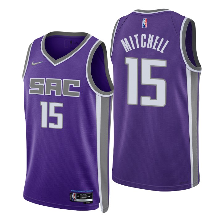 Nike Kings #15 Davion Mitchell Purple Men's 2021-22 NBA 75th ...