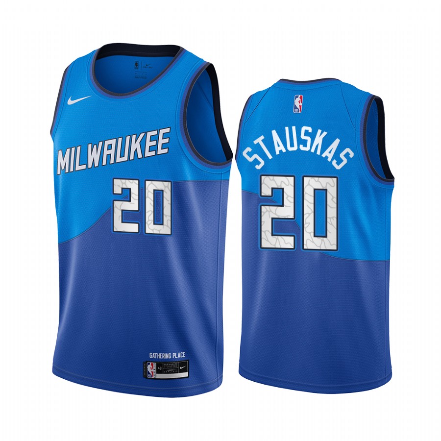 Nike Bucks #20 Nik Stauskas Blue Youth NBA Swingman 2022-23 City ...