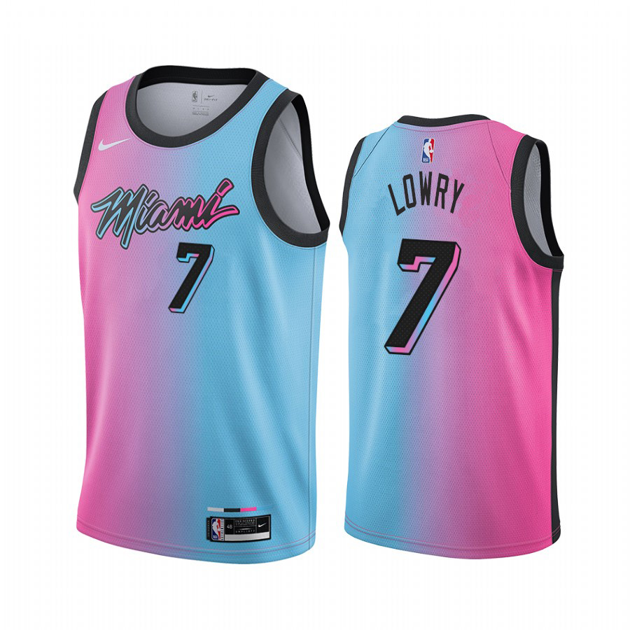 Nike Heat #7 Kyle Lowry Youth Blue Pink NBA Swingman 2022-23 City ...